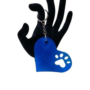 Epoxy heart paw print keychain